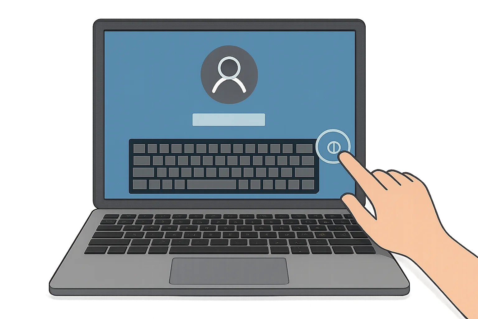 Як керувати ноутбуком, поки клавіатура не працює: На екрані входу у Windows натисніть мишею значок спеціальних можливостей у нижньому куті та ввімкніть екр