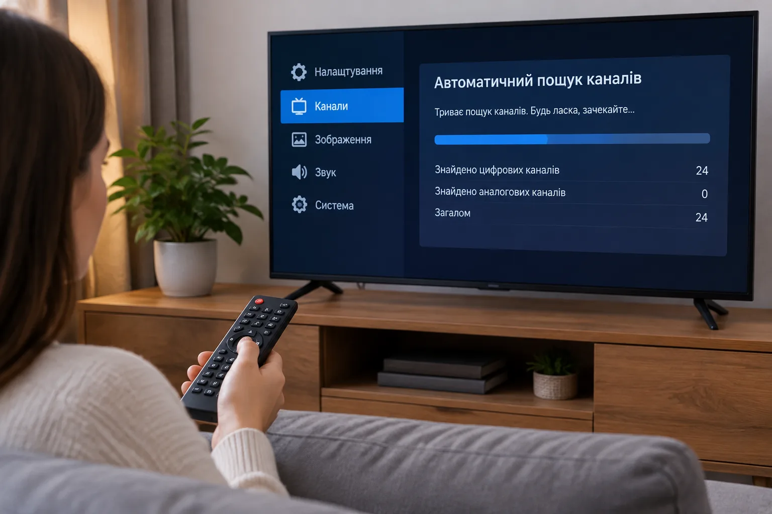Як запустити автоматичний пошук каналів Т2: Автоматичне сканування — основний спосіб налаштувати Т2 на телевізорі.